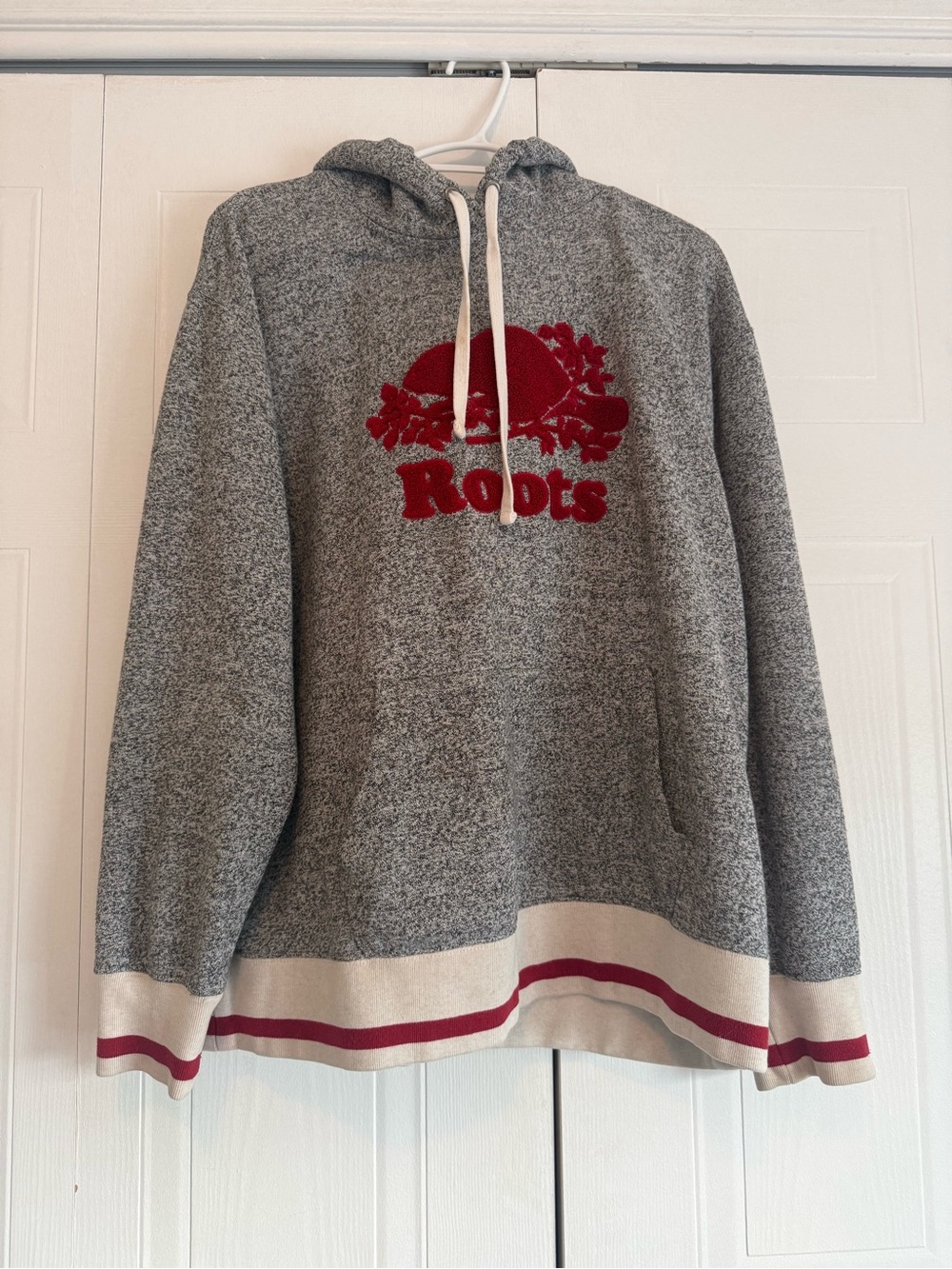 Roots Gray Hooded Sweatshirt with Red Logo